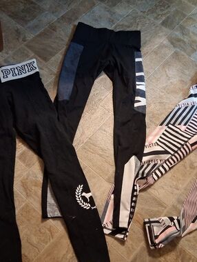 Three pairs size mall , victoria's secret , pink leggings
